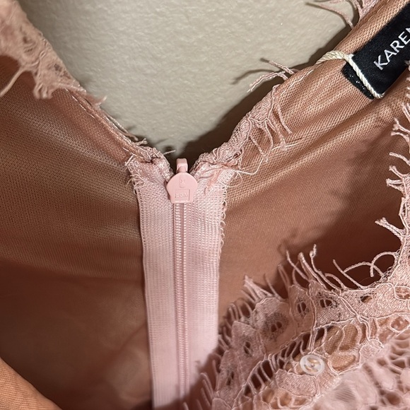 Karen Millen women’s lace stretch bodysuit scallop eyelash lace blush pink 4 - Picture 6 of 16